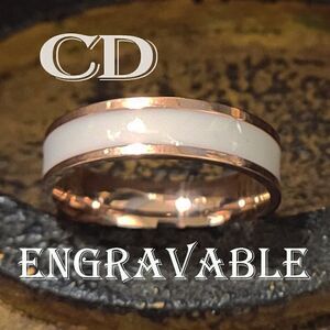 Engraved Men's Rose Gold and ceramic Promise Ring Band - Promise Ring For Guys